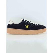 Sneakers uomo in camsocio nero con logo oro