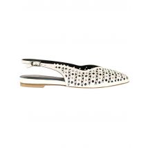 Slingback donna in pelle off white con borchie tacco basso