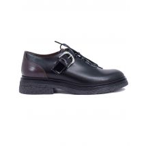 Stringate donna in pelle nera con fibbia argento Donna A200-1 001