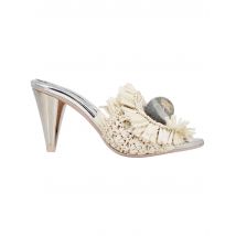 Sandali donna in rafia beige con gioiello e tacco alto in argento Donna 7561 029