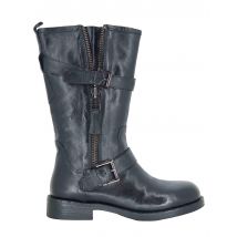Anfibi in pelle nera con cinturini Donna 252-22-23 BLACK