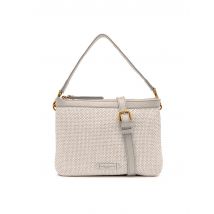 Borse donna Frida in pelle e tessuto off white con tracolla