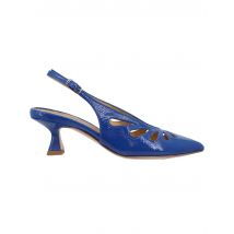 Slingback donna in pelle blu tacco alto