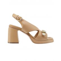 Sandali donna in pelle beige con tacco alto Donna EB1301X 016R