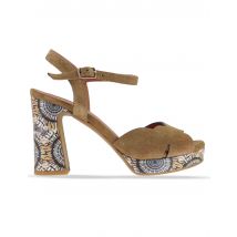 Sandali in camoscio taupe tacco alto Donna 6261K 032