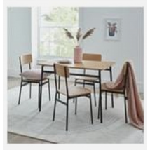 Livvy 110 cm Dining Table 4 Chairs Oak Effect Stylish Functional Dining Set
