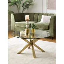 Chopstick Glass Brass Coffee Table | 80cm Round | Modern Design