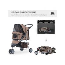 PawHut Dog Stroller Pushchair Oxford Cloth 3-Wheel Pram Suitable for Small Pets