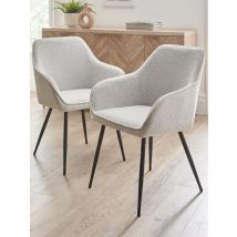 Alisha Pair of Boucle Dining Chairs | Cream Black | Mid-Century Modern