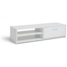 Squares 1 Drawer TV Unit White Modern Media Storage Cabinet Furniture