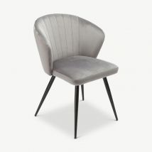 Cooper Dining Chair Grey Velvet Black legs