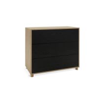 Koda 3 Drawer Chest Black Storage Organiser Bedroom Furniture
