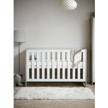 Obaby Nika Cot Bed Grey Wash White Durable Nursery Baby Furniture