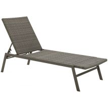 Tahiti Rattan Effect Sun Lounger Grey Outdoor Furniture for Relaxation