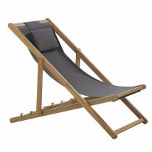 Dakota Fields Wooden Folding Deck Chair Beige Fintan Grey Stylish Seating