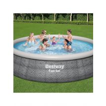 Bestway 15ft Rattan Fast Set Pool Filter Pump with Ladder Outdoor