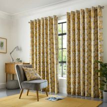 Lucas Eyelet Room Darkening Curtain 168W x 137D - Ochre/Silver