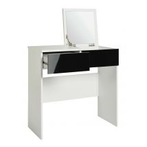 Malibu Dressing Table with Mirror White Black Gloss Elegant Bedroom Decor