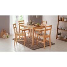 Raye Light Wood Dining Table & 4 Light Wood Chair For Family Dining