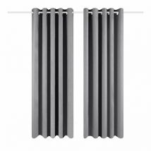 Eclipse Eyelet Blackout Thermal Curtains (Set of 2) 168cm x 229cm - Silver Grey
