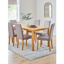 Primo 150 cm Dining Table + 6 Fabric Chairs - Wood Oak/Grey