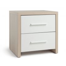 Broadway 2 Drawer Bedside Table Oak/White Compact and Stylish Bedroom Storage