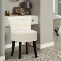 Warmiehomy Dressing Table Chair | High Back Linen Vanity Stool | Solid Wood Legs