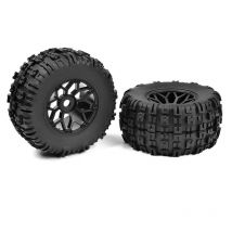 2 Roues Off-Road 1/8 MT collé sur jantes noires C-00180-612 - - Breizh Modelisme
