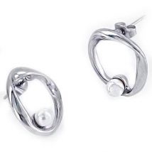 Boucles d'oreilles femme avec perle Ardea Silver - Laura Ferini - Acier inoxydable étanche