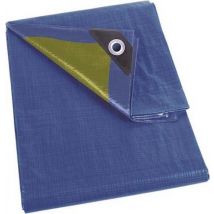 Perel Bâche, solide, 22 anneaux, coins renforcés, rectangulaire, bleu/vert, 110 g/m², 5 x 6 m