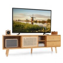 Meuble TV - Coast - Bambou - 2 tiroirs - Pour TV jusqu’à 65 pouces