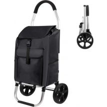Chariot de courses - Strex - Pliable et à roulettes - Sac imperméable 45 L - Noir