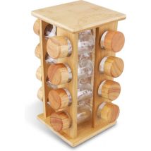 Porte-épices - Nimma® - 16 pots d'épices inclus - Rangement à épices rotatif avec pots - Bambou