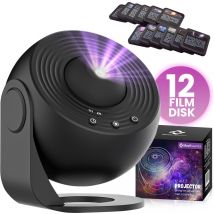 Lampe de projecteur 12 en 1 - MostEssential Premium - Projecteur d'Étoiles, Galaxie, Ciel Étoilé, Espace et Univers - 12 W - Noir