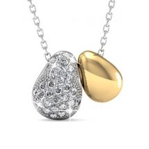 Yolora Collier Femme avec Pendentif - Cristaux Kalpa Camaka - Argent et Or - Plaqué Or Blanc et Or Jaune 18K - Collier Femme Argent/Or - Boîte cadeau