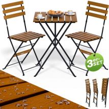 Ensemble bistrot Casaria - 3 pièces 2 chaises 1 table de jardin - Bois d'acacia Métal