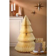 Maison des Saisons Décoration sapin de Noël - H120 x Ø80 cm - Papier - FSC Mix - Blanc cassé