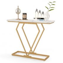 Table console Coast - MDF & métal - Kit anti-basculement inclus - 100 x 29,5 x 80 cm - Blanc