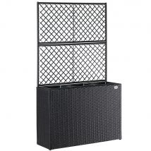 Casaria Polyrattan Plantenbak met Trellis Zwart