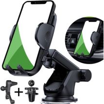 iSetchi Support de téléphone - Voiture - Ventouse extra-forte - 3 en 1