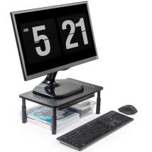 LifeGoods Support de moniteur - Réglable - 37 x 23,5 x 10 cm - Métal - Noir