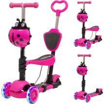 Trottinette enfant LifeGoods - 3 roues lumineuses - 3 -8 ans - Garçons/Filles - Rose