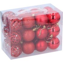 Cadeau de Noël Set de boules de Noël rouges - 24 pièces boules de Noël en plastique - décoration de Noël Ø6 cm