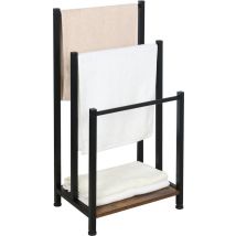 Niceey Porte-Serviettes - 3 Bras - Porte-serviettes - Porte-serviettes de salle de bain - Porte-serviettes sur pied - Métal - Feutres anti-rayures - Noir