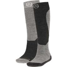 Apollo - Chaussettes de ski unisexe - Design gris - 2 paires - Taille 43/46 - Chaussettes de ski homme