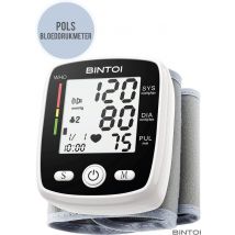 Bintoi® BXE100 - Tensiomètre de poignet - Cardiofréquencemètre - Rechargeable par USB - Étui de rangement inclus - 2 utilisateurs