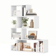 Bibliothèque en forme de S à 5 niveaux Étagère de rangement géométrique avec compartiments ouverts Étagère décorative moderne pour la chambre avec système anti-pincement