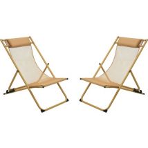 Niceey Lounger With Pillow - Chaise de plage - Lot de 2 - Jaune