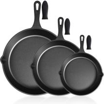 Castex Cast Iron Pan Tri-Set - Poêle en fonte - Poêle à frire - Ensemble de poêles à frire - BBQ - Poêles - Ensemble de poêles - Induction