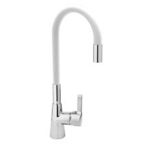 FALA - Mélangeur lavabo flexible - Haute fonctionnalité avec un bec haut - Design unique - Blanc
